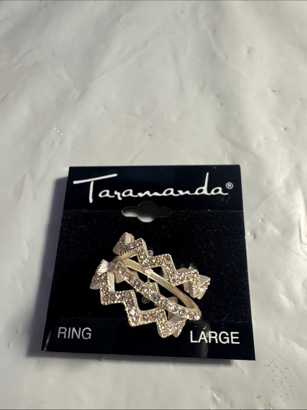 Taramanda Gold Crystal Zigzag Statement Ring